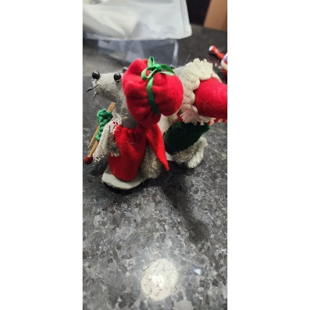 Handmade Vintage Christmas Mice, Set of 2